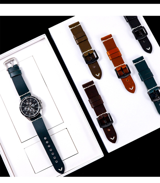 Skórzany pasek do zegarków Vintage lśniący połysk 18mm/20mm/22mm z wysokiej jakości skóry wołowej dla GT 2 Pro Gear S3 - Wianko - 16