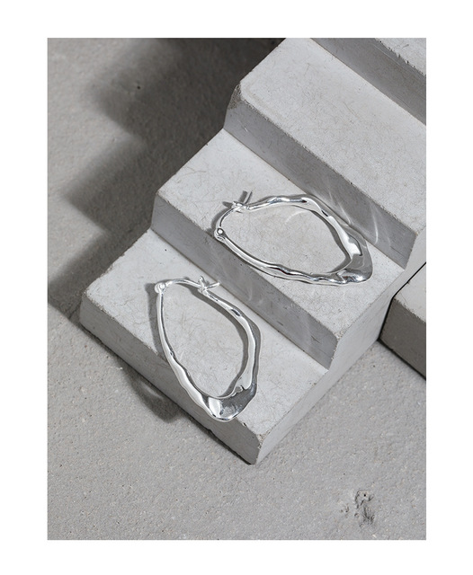 Kolczyki Hoops F.I.N.S z autentycznego srebra 925, z pozłacanymi, błyszczącymi duzymi dziurami, w kształcie nieregularnych kółek dla kobiet - Wianko - 11