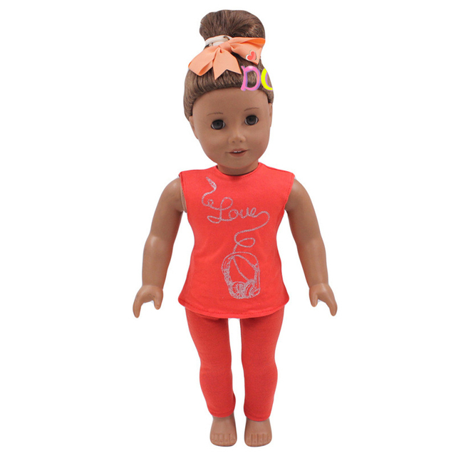 Nowy zestaw ubrań letnich dla lalek - T-shirt bez rękawów i spodnie z nadrukiem, idealne dla lalki o długości 43cm, pasują też do 18-calowych lalki amerykańskiej i Reborn - Wianko - 20