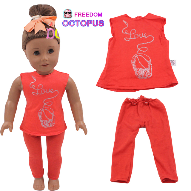 Nowy zestaw ubrań letnich dla lalek - T-shirt bez rękawów i spodnie z nadrukiem, idealne dla lalki o długości 43cm, pasują też do 18-calowych lalki amerykańskiej i Reborn - Wianko - 16