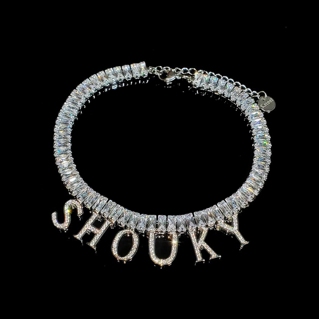 Spersonalizowany łańcuszek na nogę z uroczymi liternymi zawieszkami i Bling Bling - biżuteria z imieniem na tabliczce znamionowej dla niej - Wianko - 6