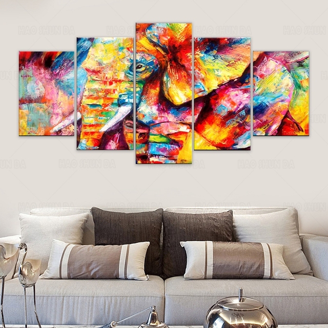Dekoracja kolorowy obraz na płótnie z motywem zwierzęcym słoń Wall Art Style do salonu i sypialni - Wianko - 7