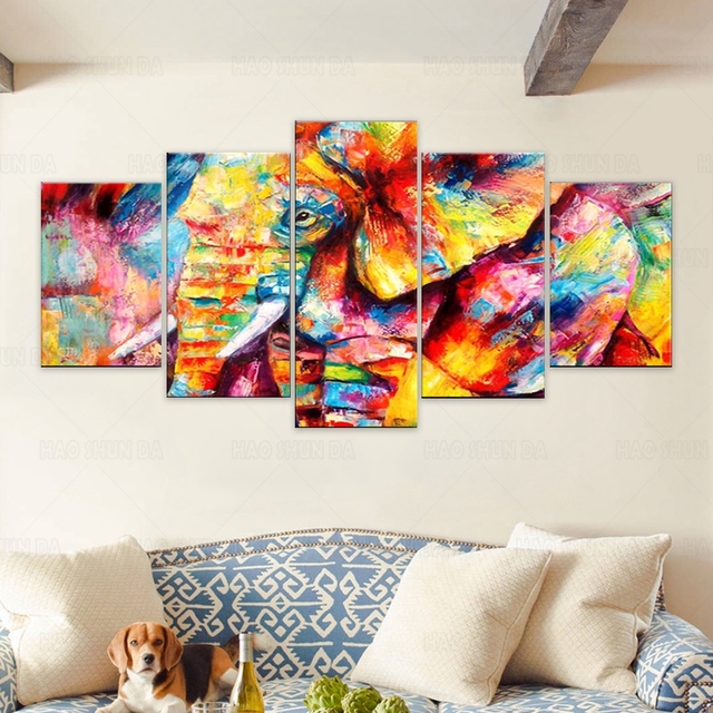 Dekoracja kolorowy obraz na płótnie z motywem zwierzęcym słoń Wall Art Style do salonu i sypialni - Wianko - 6