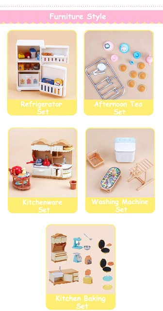 Meble domowe dla lalek: DIY miniaturowe akcesoria, zabawki dla dzieci, prezenty urodzinowe, lasowa rodzina zwierząt, dekoracja lalek - Wianko - 3
