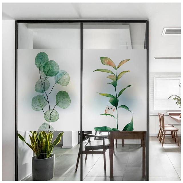 Niestandardowa folia dekoracyjna ochronna do okien, statyczne przylgnięcie, świeże rośliny, prywatność, łazienka, kuchnia, Home Decor - Wianko - 4