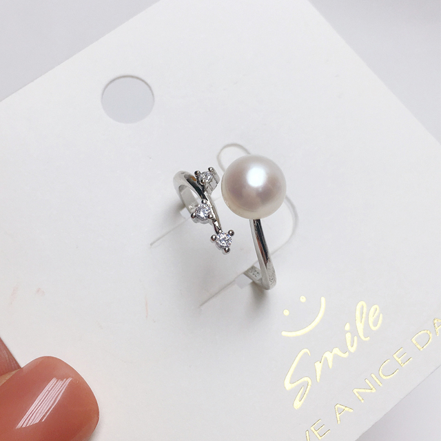 Pierścionek perła ZHBORUINI 2021, 100% naturalna, srebro 925, prosty, serdeczny otwarty palec, kobieca biżuteria - Wianko - 4