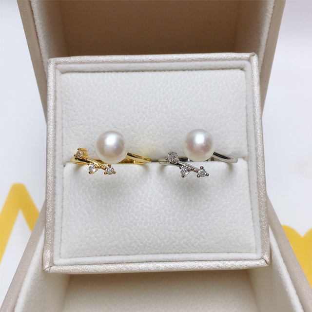 Pierścionek perła ZHBORUINI 2021, 100% naturalna, srebro 925, prosty, serdeczny otwarty palec, kobieca biżuteria - Wianko - 1