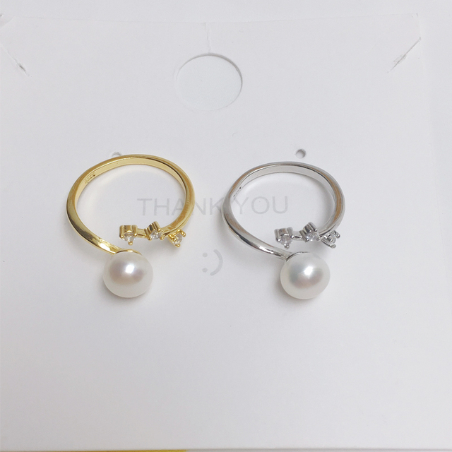 Pierścionek perła ZHBORUINI 2021, 100% naturalna, srebro 925, prosty, serdeczny otwarty palec, kobieca biżuteria - Wianko - 7