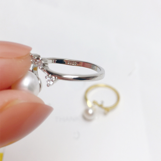 Pierścionek perła ZHBORUINI 2021, 100% naturalna, srebro 925, prosty, serdeczny otwarty palec, kobieca biżuteria - Wianko - 6