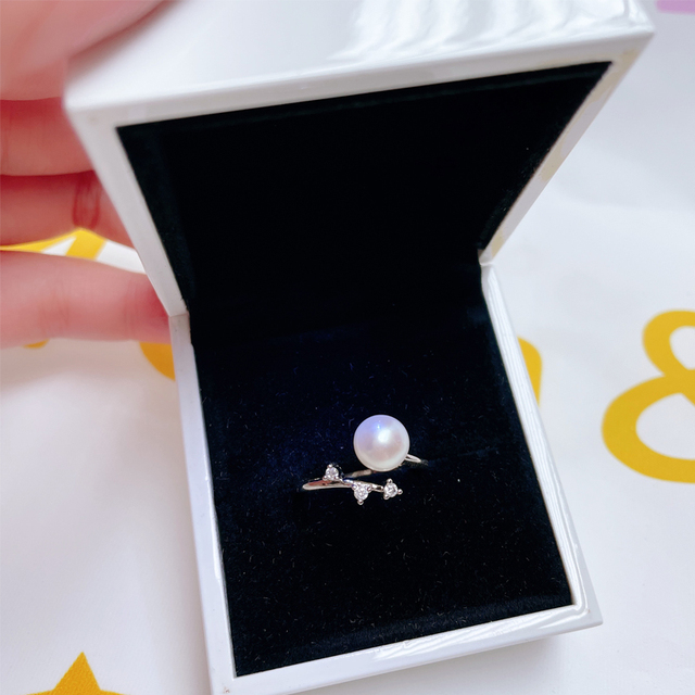 Pierścionek perła ZHBORUINI 2021, 100% naturalna, srebro 925, prosty, serdeczny otwarty palec, kobieca biżuteria - Wianko - 8