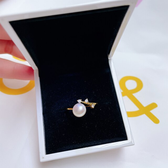 Pierścionek perła ZHBORUINI 2021, 100% naturalna, srebro 925, prosty, serdeczny otwarty palec, kobieca biżuteria - Wianko - 9