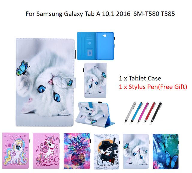 Obudowa na tablet Samsung Galaxy Tab A 10.1 (2016) SM-T580/SM-T585 z motywem Kawaii anioła jednorożca, konia, kota i pandy + długopis - Wianko - 28