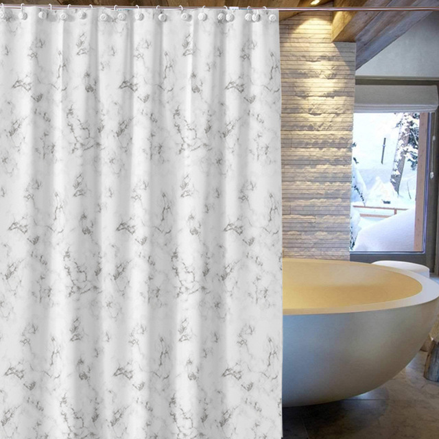 Zasłona prysznicowa PEVA - wodoodporna, odporna na pleśń, gęsto tkana, marmurkowe drukowanie, z haczykami - dekoracja łazienkowa - Wianko - 2