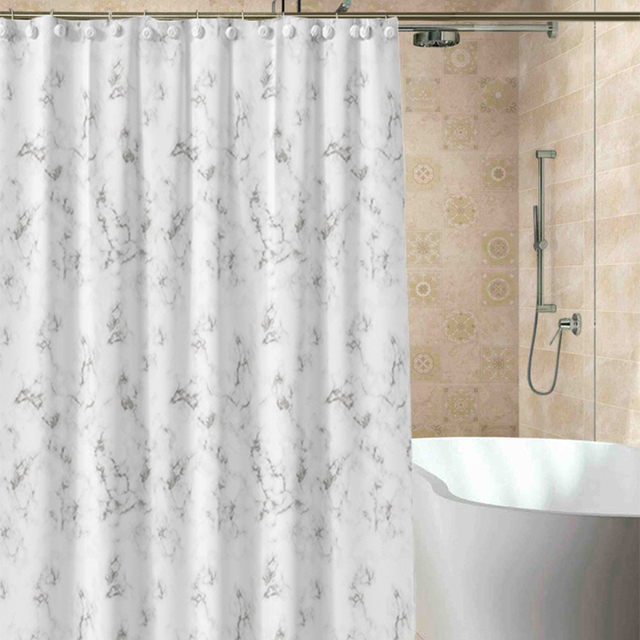 Zasłona prysznicowa PEVA - wodoodporna, odporna na pleśń, gęsto tkana, marmurkowe drukowanie, z haczykami - dekoracja łazienkowa - Wianko - 6