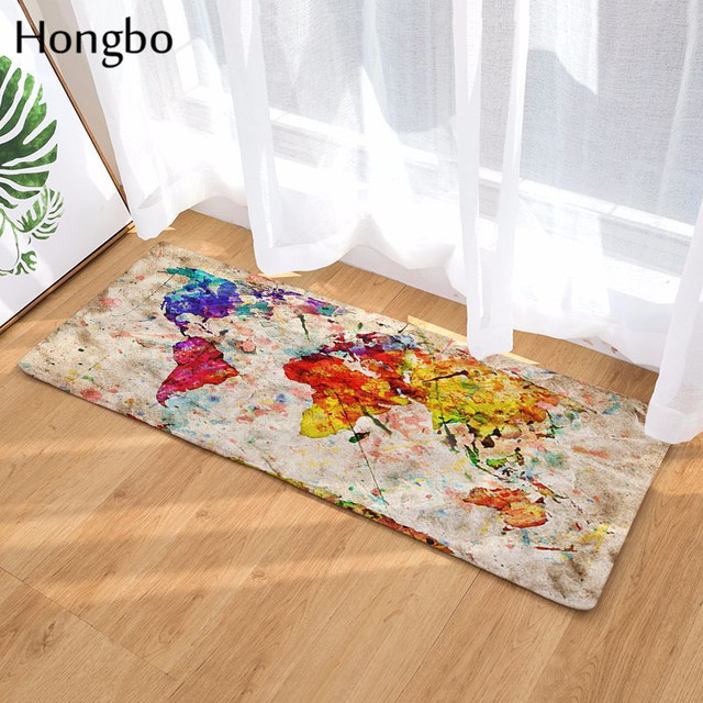 Kreatywna mata podłogowa 3D Hongbo z wydrukowaną mapą świata - antypoślizgowa, absorpcja wody, idealna do sypialni i kuchni (Dekoracja domu) - Wianko - 4