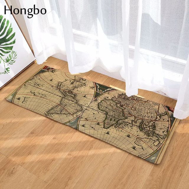 Kreatywna mata podłogowa 3D Hongbo z wydrukowaną mapą świata - antypoślizgowa, absorpcja wody, idealna do sypialni i kuchni (Dekoracja domu) - Wianko - 3