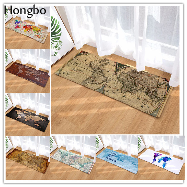 Kreatywna mata podłogowa 3D Hongbo z wydrukowaną mapą świata - antypoślizgowa, absorpcja wody, idealna do sypialni i kuchni (Dekoracja domu) - Wianko - 2