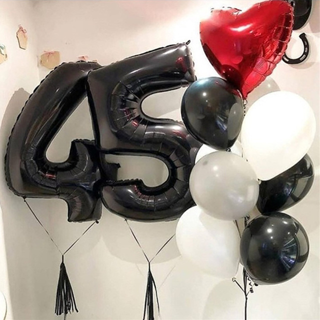 Foliowy Balon Numer 40 Cali w Kolorze Czarnym z Rysunkiem - Dekoracja Rocznicy Urodzinowej dla Dorosłych i Baby Shower Balony Cyfrowe dla Dzieci Globo - Wianko - 2