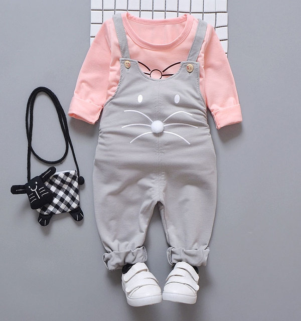 Zestaw ubrań dla noworodka dziewczynek: wiosenny T-shirt i spodnie garnitur w sportowym stylu - Wianko - 2