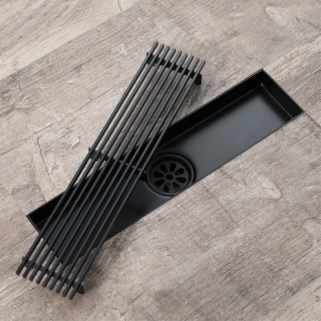 Oto propozycja dopracowanego tytułu:Odpływ podłogowy VOURUNA 304 ze stali nierdzewnej czarny prostokąt 30cm/60cm dla łazienki i kuchni - Wianko - 2