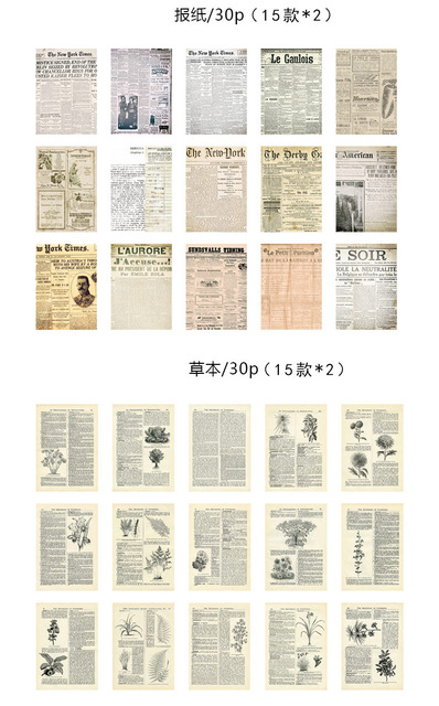 30 sztuk Retro mapa gazeta papierowy materiał Junk Journal Planner Scrapbooking dekoracja w stylu Vintage DIY Craft - Papierowe naklejki w stylu vintage do tworzenia albumów, planerów i scrapbookingu - Wianko - 3