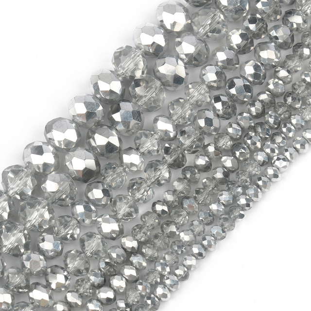 Koraliki szklane fasetowane 3-8mm posrebrzane Austria Crystal Rondelle do tworzenia biżuterii DIY - Wianko - 5