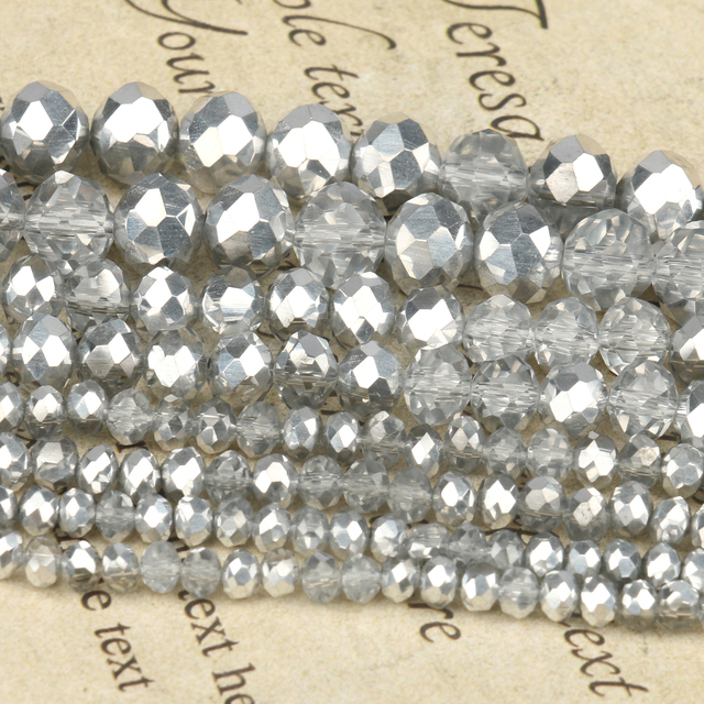 Koraliki szklane fasetowane 3-8mm posrebrzane Austria Crystal Rondelle do tworzenia biżuterii DIY - Wianko - 3
