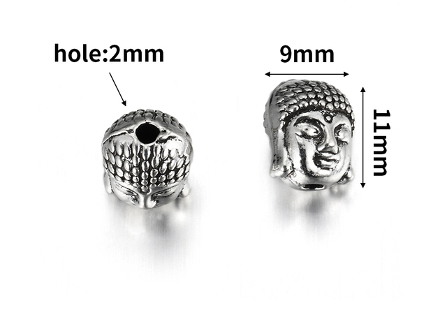 10 sztuk koralików tybetańskich srebrna podkładka dystansowa 9x1 1mm z głową buddy Charms dla DIY bransoletek i naszyjników - Wianko - 2