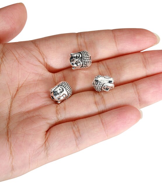 10 sztuk koralików tybetańskich srebrna podkładka dystansowa 9x1 1mm z głową buddy Charms dla DIY bransoletek i naszyjników - Wianko - 4