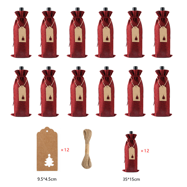 Rustykalne jutowe torby na wino, 10 sztuk/12 sztuk, 15*35cm, z sznurkiem dla butelek wina, wielokrotnego użytku, idealne opakowanie na prezent - Wianko - 9
