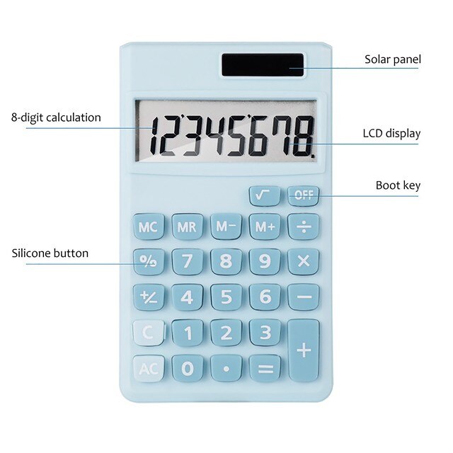 Mini kalkulator z wyświetlaczem 8 cyfr, zasilany energią słoneczną - Wianko - 10
