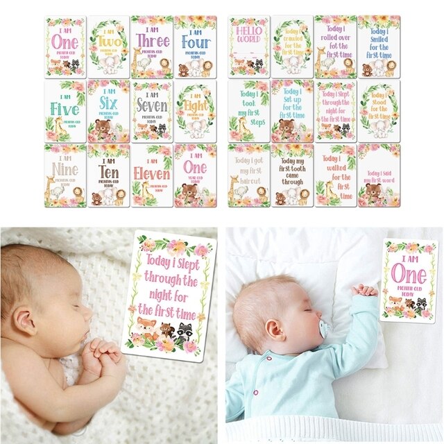 12 kartek Baby Boy Moment Cards - kolekcjonuj pamiątkowe chwile z życia noworodka! - Wianko - 1
