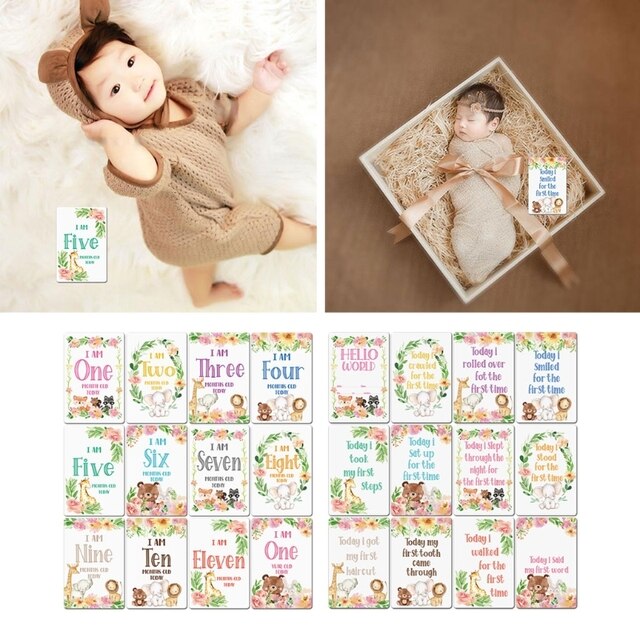 12 kartek Baby Boy Moment Cards - kolekcjonuj pamiątkowe chwile z życia noworodka! - Wianko - 7