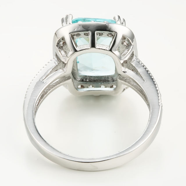 Pierścień Hainon New Fashion z kolorowymi srebrnymi kamieniami i luksusowym, dużym niebieskim charmem - biżuteria z austriacką cyrkoniami AAA - Wianko - 4
