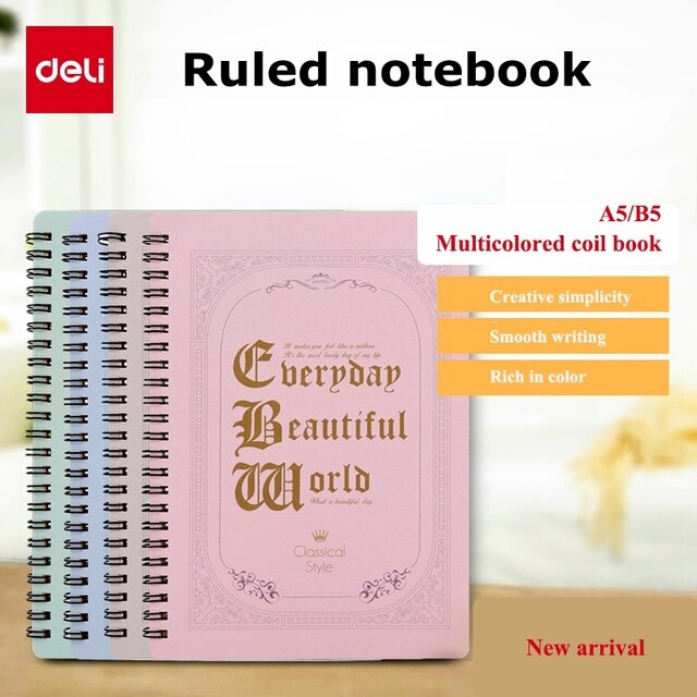 Europejski notebook Deli LA560-01 z rządzeniem, A5/B5, spiralny, modny notatnik popularny wśród studentów i w domu - Wianko - 5