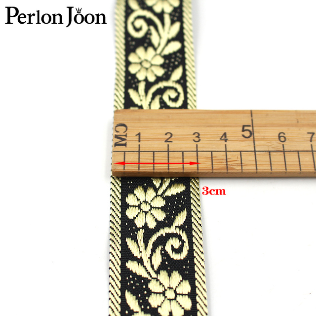 Wstążki żakardowe w stylu etnicznym z kwiatowym wzorem liścia, o długości 10 jardów i szerokości 3 cm - ozdoba do sukienek, zasłon i tapicerki (ZD0399) - Wianko - 11