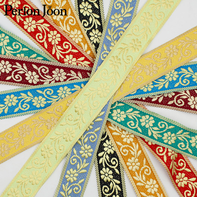 Wstążki żakardowe w stylu etnicznym z kwiatowym wzorem liścia, o długości 10 jardów i szerokości 3 cm - ozdoba do sukienek, zasłon i tapicerki (ZD0399) - Wianko - 18