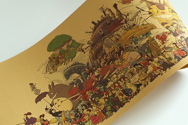 Plakat z papieru z kolekcją animacji Hayao Miyazaki - dekoracja ścienna 70.5x28cm - Wianko - 2