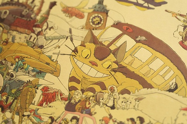 Plakat z papieru z kolekcją animacji Hayao Miyazaki - dekoracja ścienna 70.5x28cm - Wianko - 5