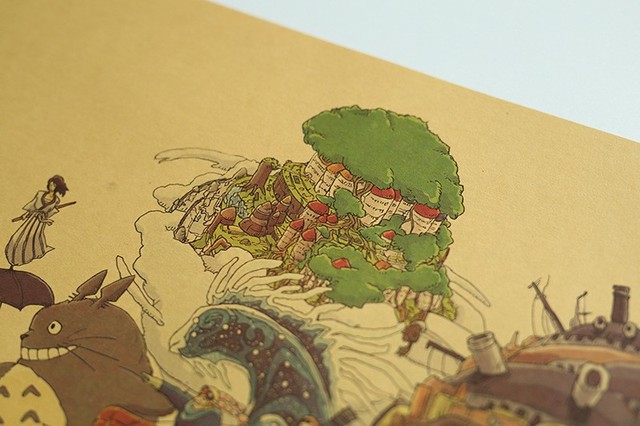 Plakat z papieru z kolekcją animacji Hayao Miyazaki - dekoracja ścienna 70.5x28cm - Wianko - 3