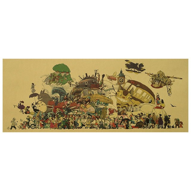 Plakat z papieru z kolekcją animacji Hayao Miyazaki - dekoracja ścienna 70.5x28cm - Wianko - 1
