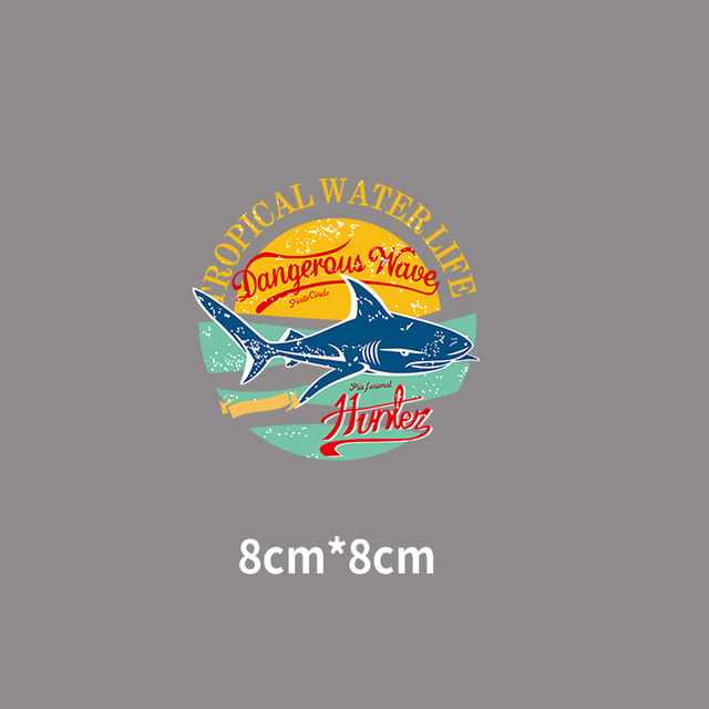 Duża męska koszulka bluza w paski z żelazkiem Sea Animal Shark druk termotransferowy - Wianko - 4
