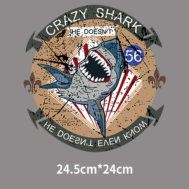 Duża męska koszulka bluza w paski z żelazkiem Sea Animal Shark druk termotransferowy - Wianko - 3