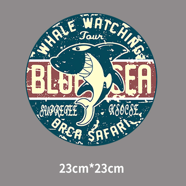 Duża męska koszulka bluza w paski z żelazkiem Sea Animal Shark druk termotransferowy - Wianko - 8