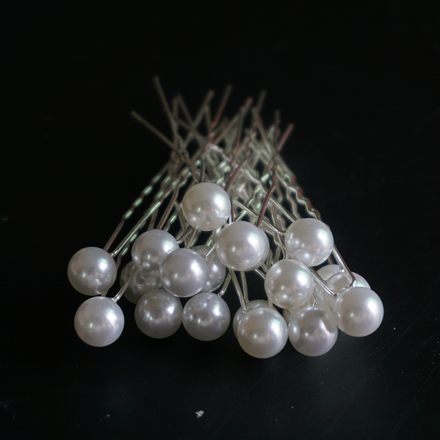 Spinka do włosów ślubna w kształcie litery U- perła na szpilce, biżuteria dla nowożeńców - Wianko - 6