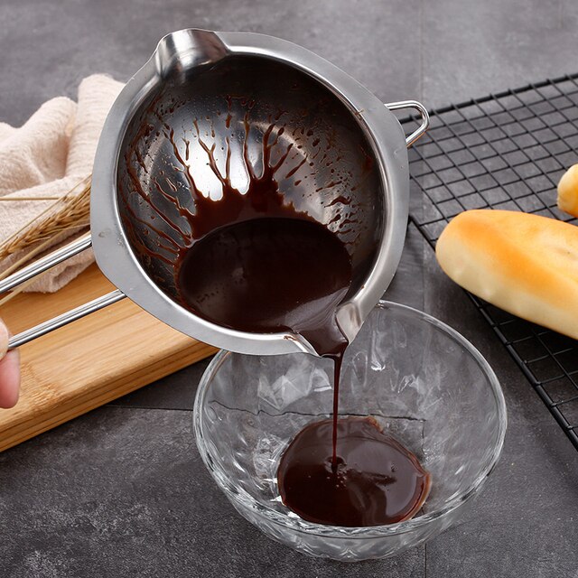 Garnek do fondue z kociołem do topienia czekolady, wykonany ze stali nierdzewnej, z długim uchwytem do karmelu czekoladowego - TS2 - Wianko - 6