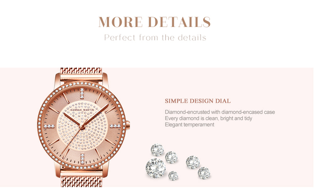 Hannah Martin diamentowy zegarek kwarcowy dla kobiet - moda luksusowa - Wianko - 12