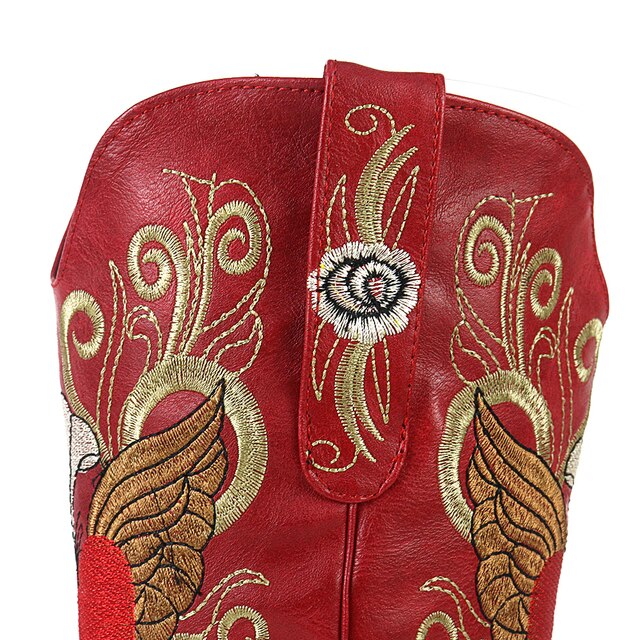 Kozaki damskie retro RIBETRINI Vintage z sercem i haftem, na średnim obcasie Cowboy Cowgirls - Wianko - 19