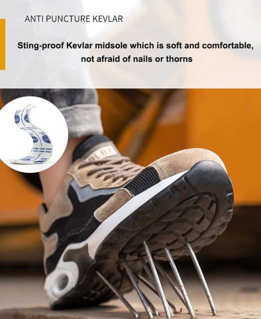 Męskie bezpieczne buty robocze z metalowym noskiem, oddychające i lekkie, podeszwa amortyzacyjna PU, sportowe buty sneakersy - nowość 2021 - Wianko - 8