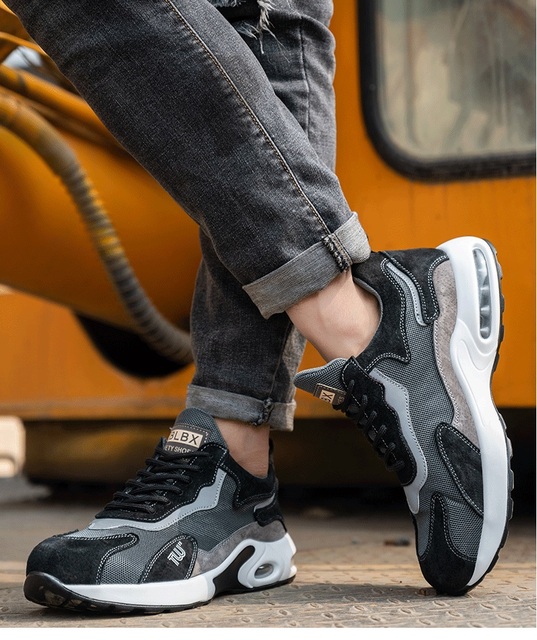 Męskie bezpieczne buty robocze z metalowym noskiem, oddychające i lekkie, podeszwa amortyzacyjna PU, sportowe buty sneakersy - nowość 2021 - Wianko - 18